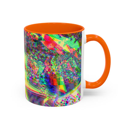 Psychedelic Geometric Accent Coffee Mug — Vibrant Neon Art Design (11/15oz)