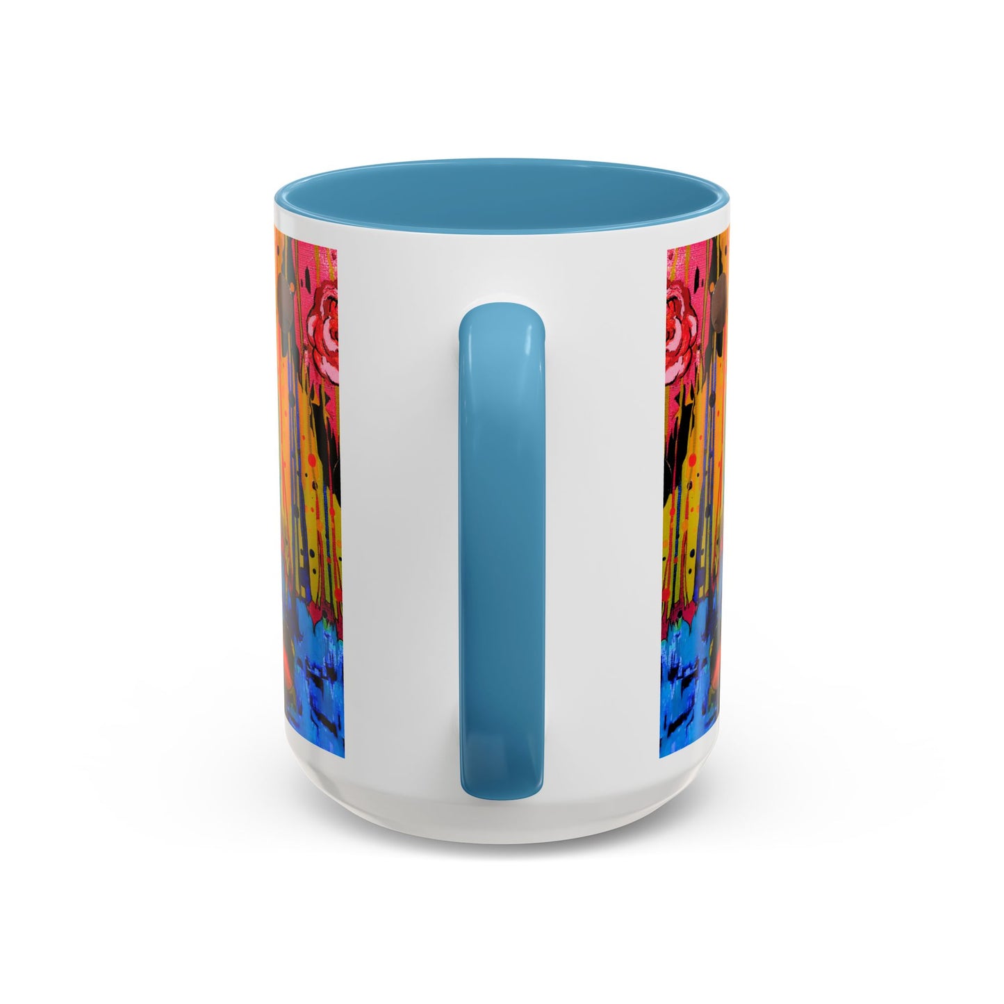 Vibrant Drip Floral Accent Coffee Mug — Colorful Abstract Roses (11/15 oz)