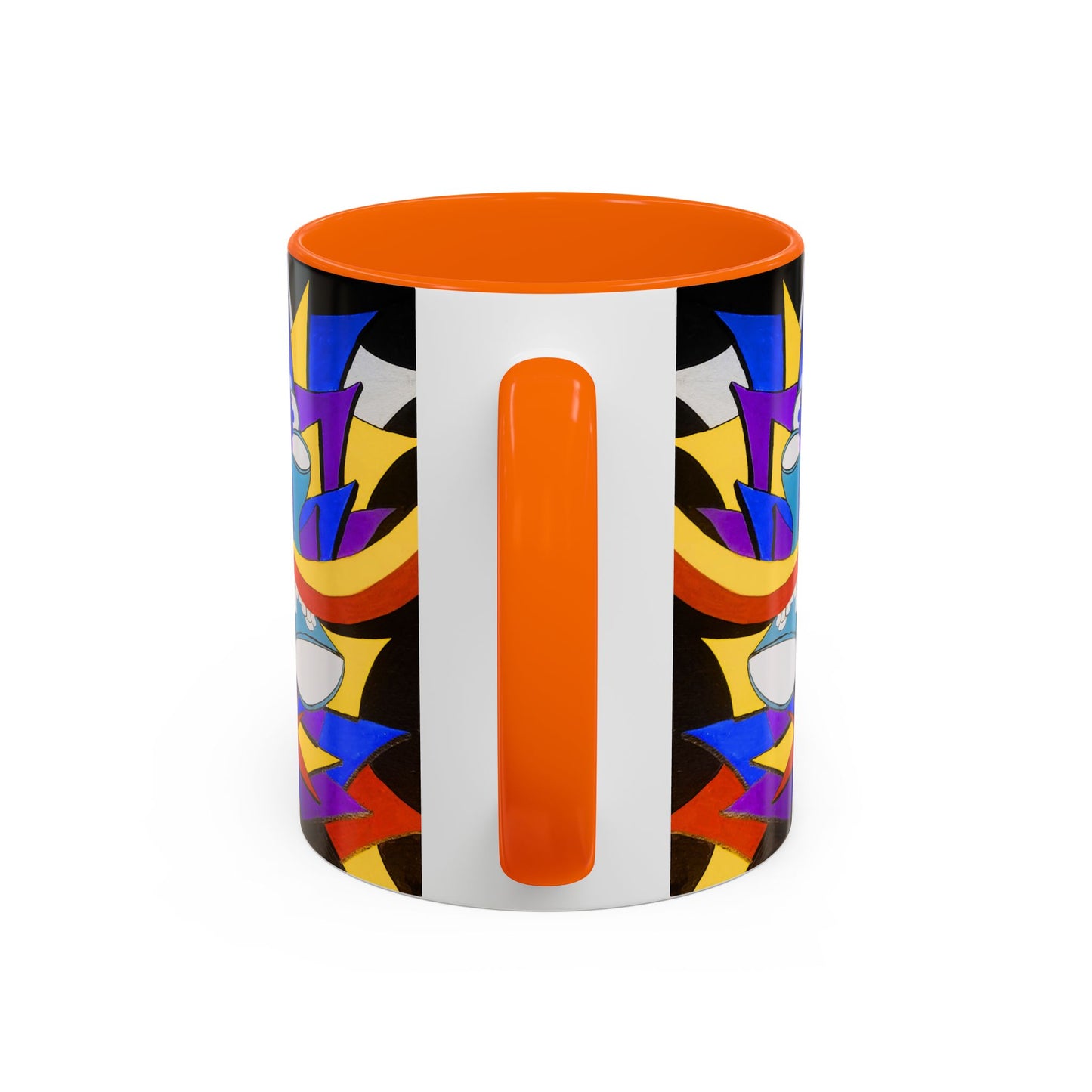 Abstract Colorful Face Accent Coffee Mug — Bold Pop Art Ceramic Gift