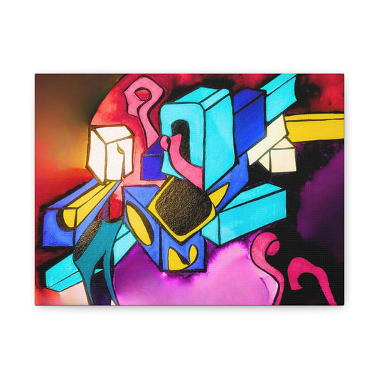 Abstract Neon Geometric Canvas Print