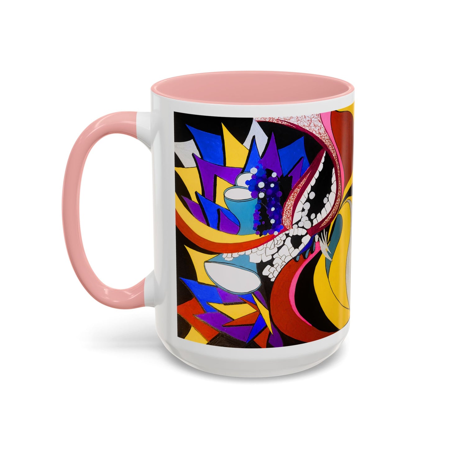 Abstract Colorful Face Accent Coffee Mug — Bold Pop Art Ceramic Gift