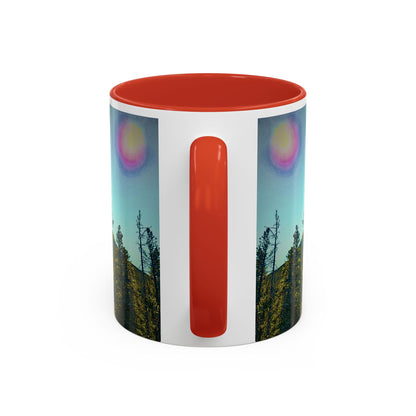 Scenic Pine Forest Accent Coffee Mug — Sunrise Landscape 11/15oz