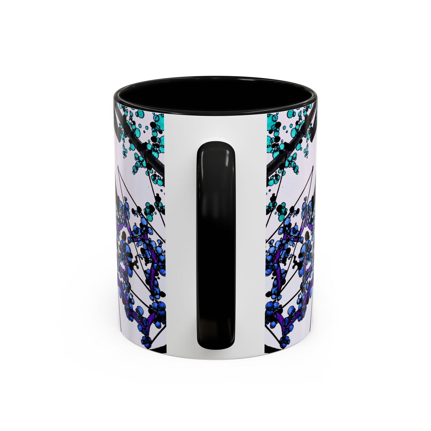 Blue Botanical Accent Coffee Mug — Teal Floral Abstract 11/15oz