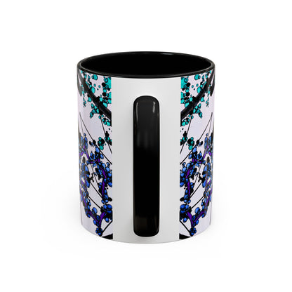 Blue Botanical Accent Coffee Mug — Teal Floral Abstract 11/15oz