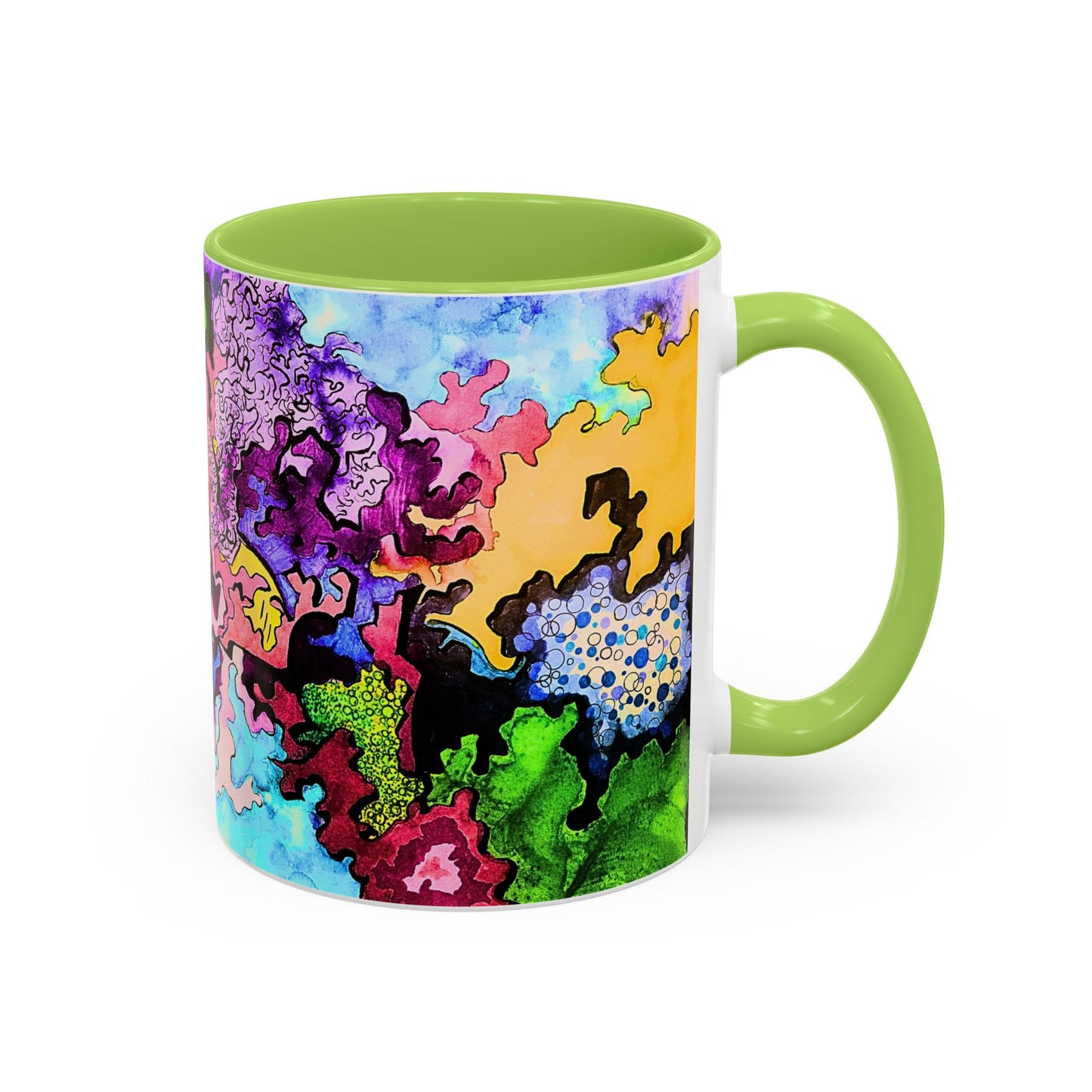 Abstract Colorful Art Coffee Mug — Vibrant Symmetry Accent Mug