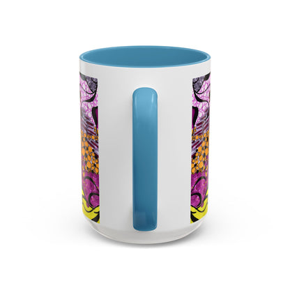 Accent Coffee Mug — Vibrant Abstract Floral Pattern (11/15oz)