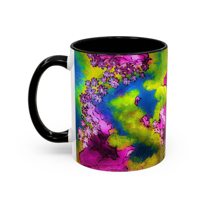 Vibrant Abstract Inkblot Accent Coffee Mug – Psychedelic Floral Color Splash (11/15oz)