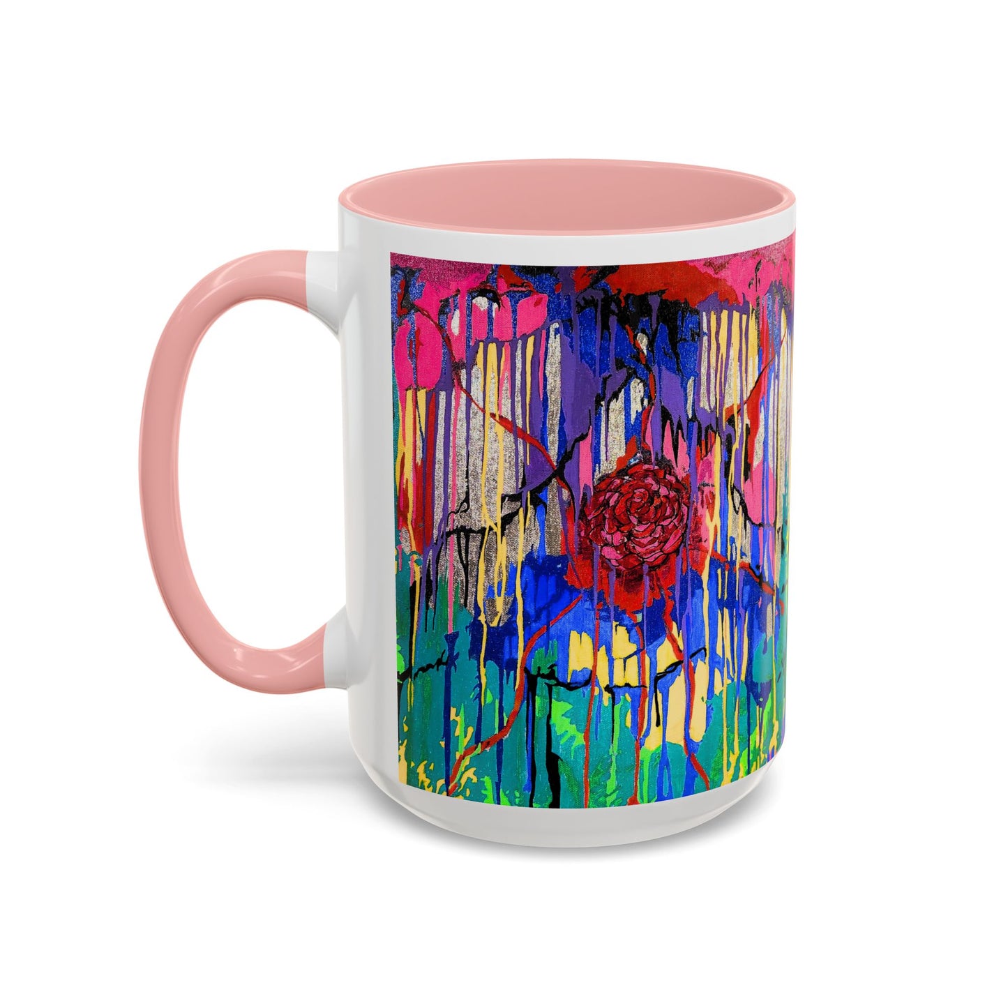 Colorful Drip Art Coffee Mug – Vibrant Abstract Floral Accent (11/15oz)