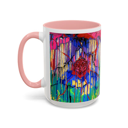 Colorful Drip Art Coffee Mug – Vibrant Abstract Floral Accent (11/15oz)