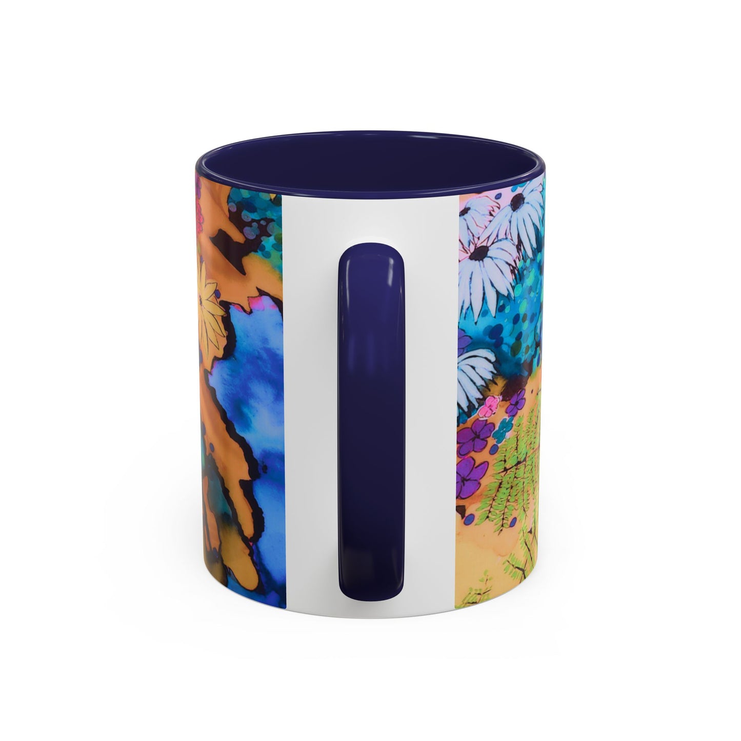 Vibrant Floral Watercolor Accent Coffee Mug