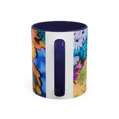 Vibrant Floral Watercolor Accent Coffee Mug