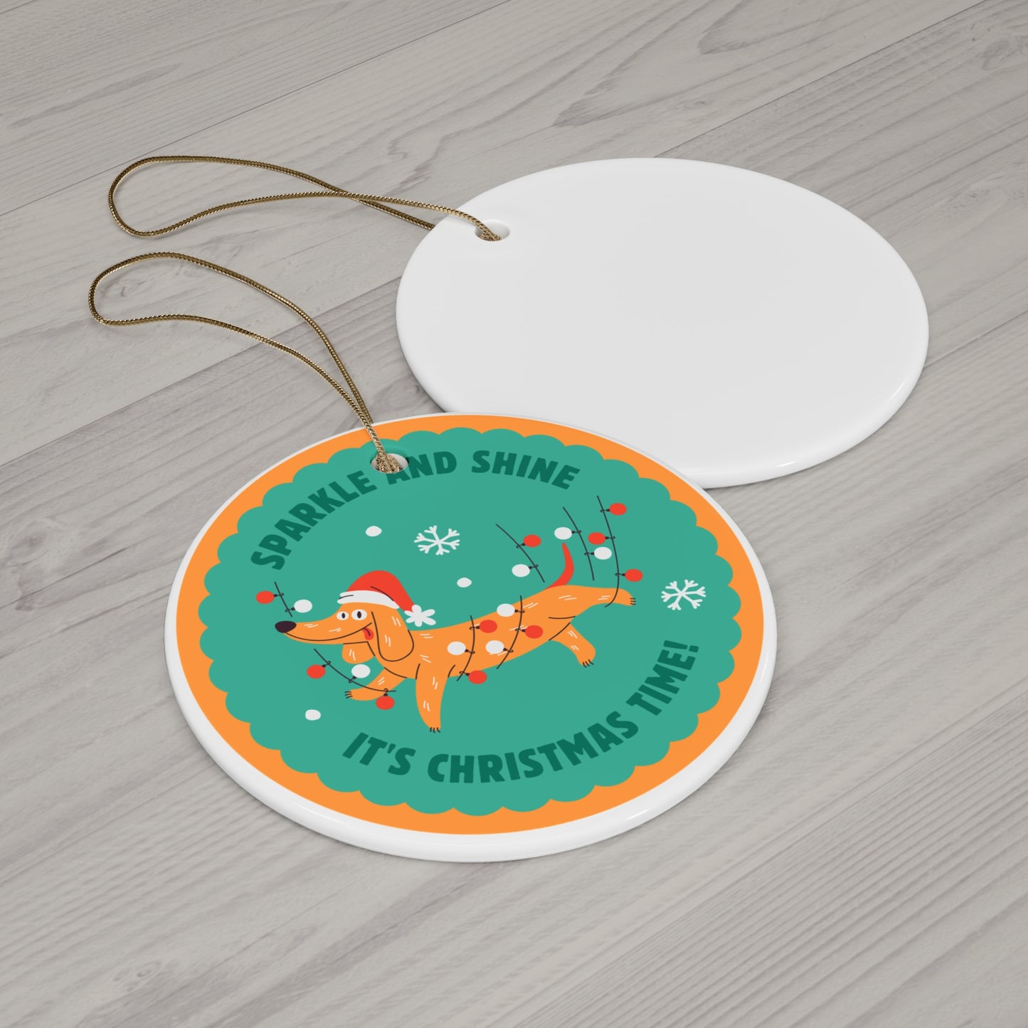 Christmas Dachshund Ceramic Ornament