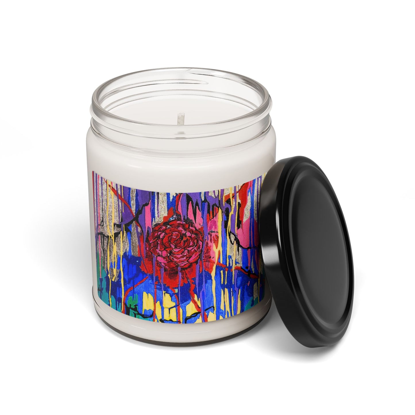 Colorful Drip Rose Pattern Scented Soy Candle