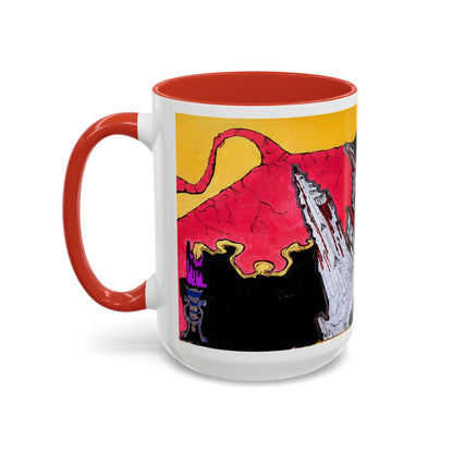 Abstract Mountain Dragon Coffee Mug — Colorful Accent Ceramic Mug (11/15oz)