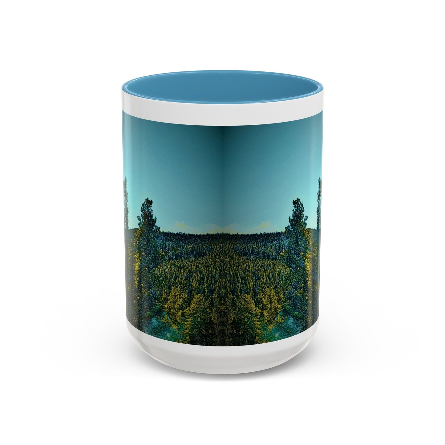 Scenic Pine Forest Accent Coffee Mug — Sunrise Landscape 11/15oz