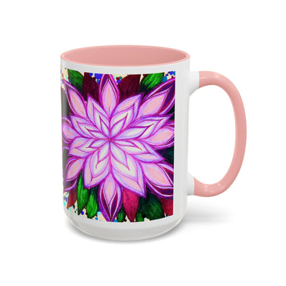 Floral Lotus Accent Coffee Mug — Purple Mandala 11/15oz