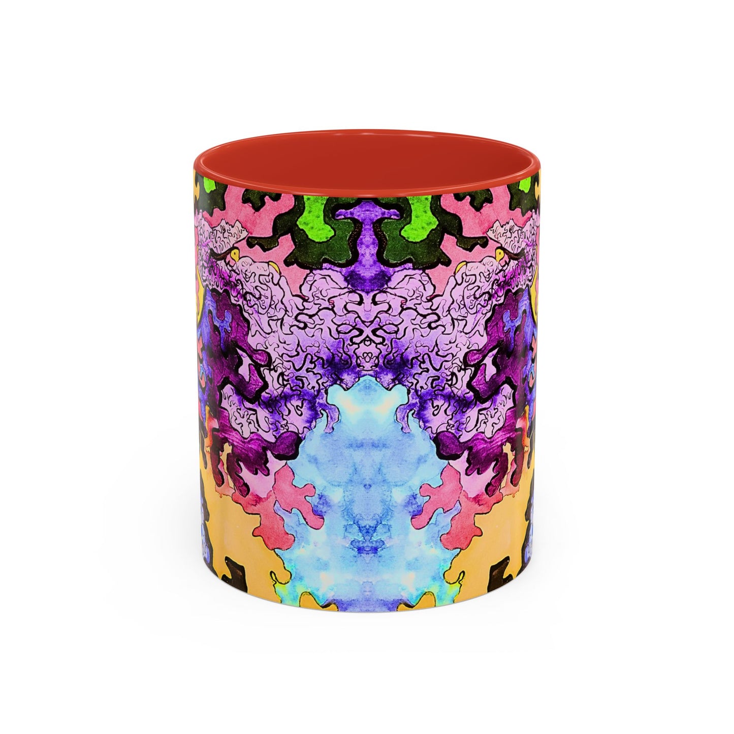 Psychedelic Abstract Accent Coffee Mug — Colorful Inkblot Art (11/15oz)