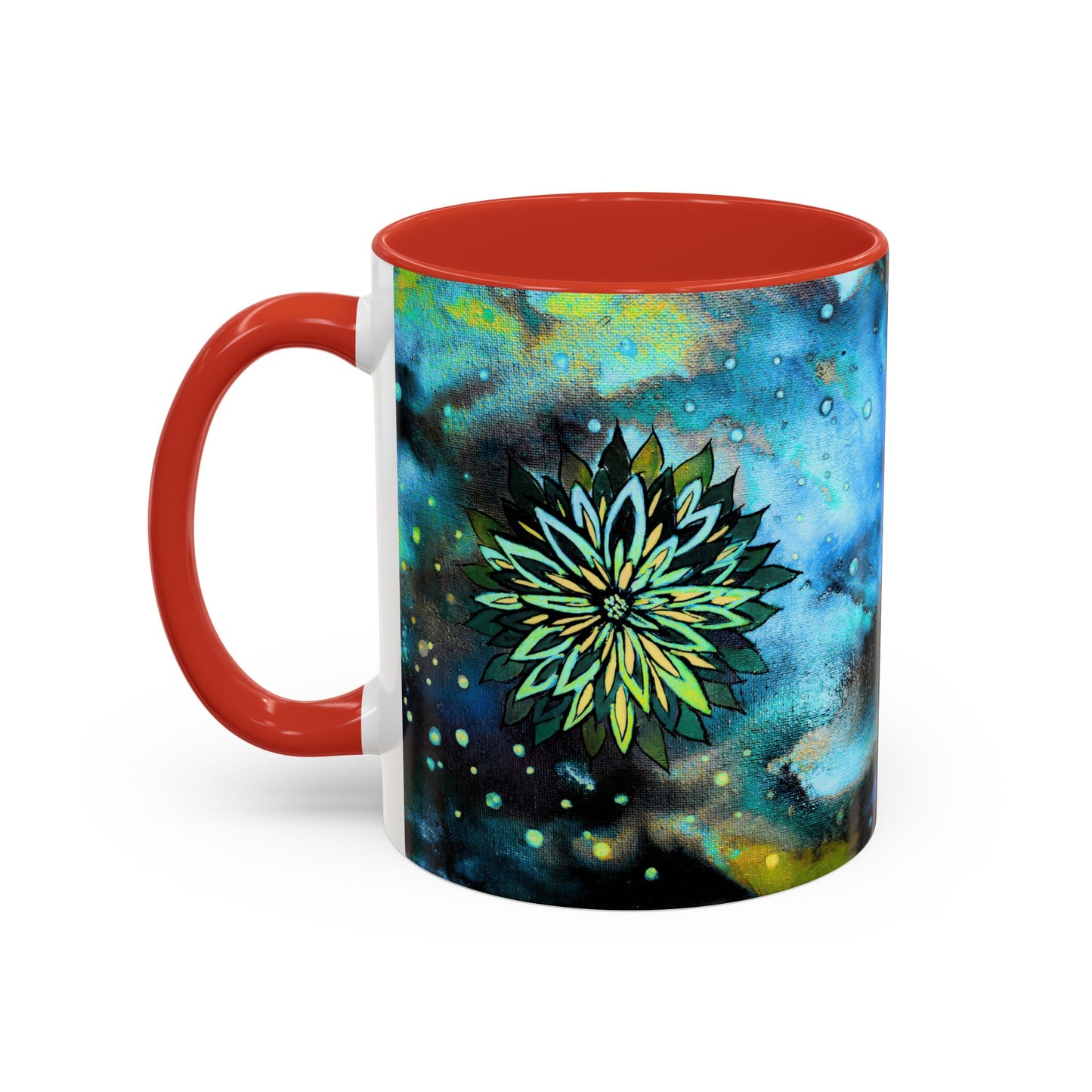 Blue Galaxy Floral Accent Coffee Mug — 11/15oz