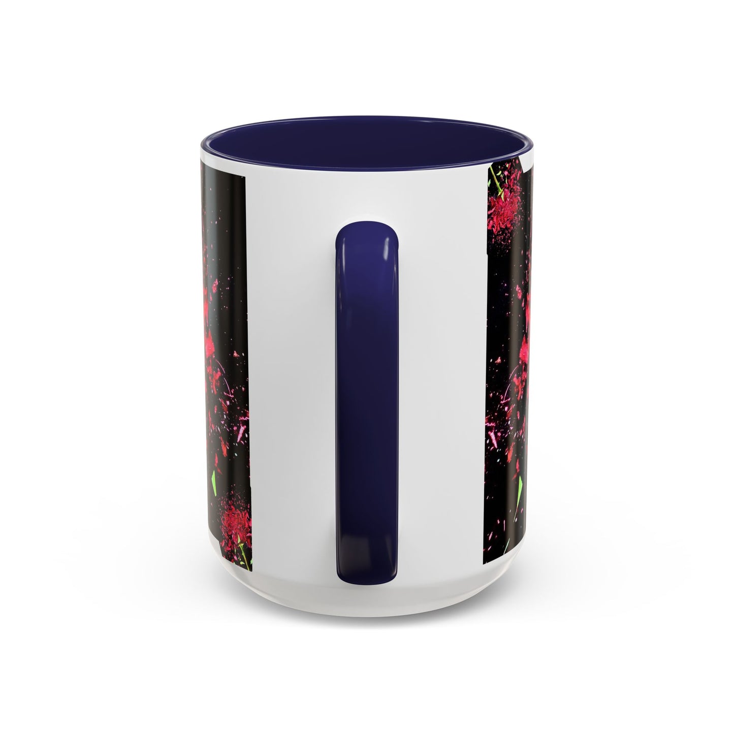 Black Floral Splash Coffee Mug — Red Rose Explosion Accent Mug (11/15oz)