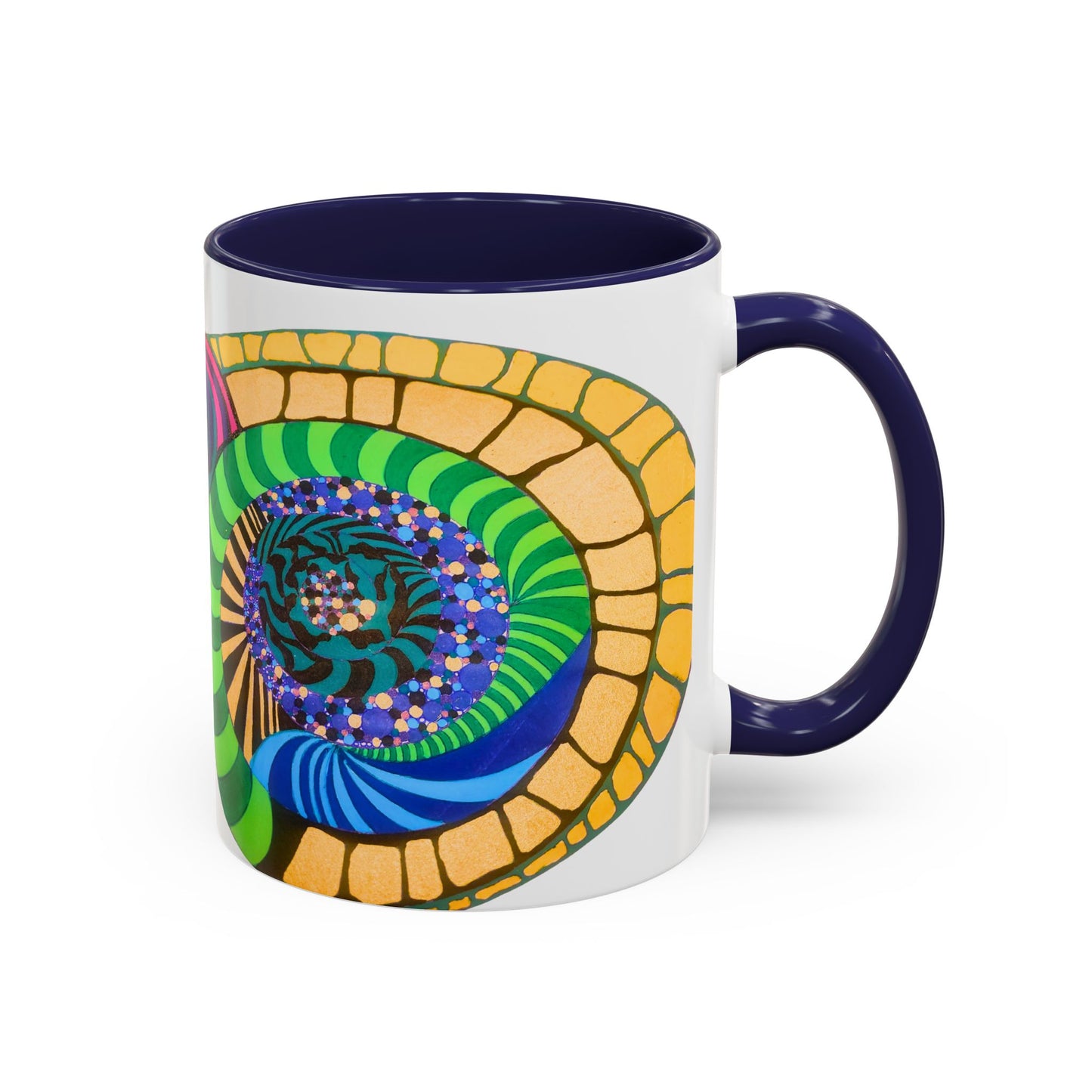 Psychedelic Spiral Accent Coffee Mug – Colorful Abstract Art 11/15oz