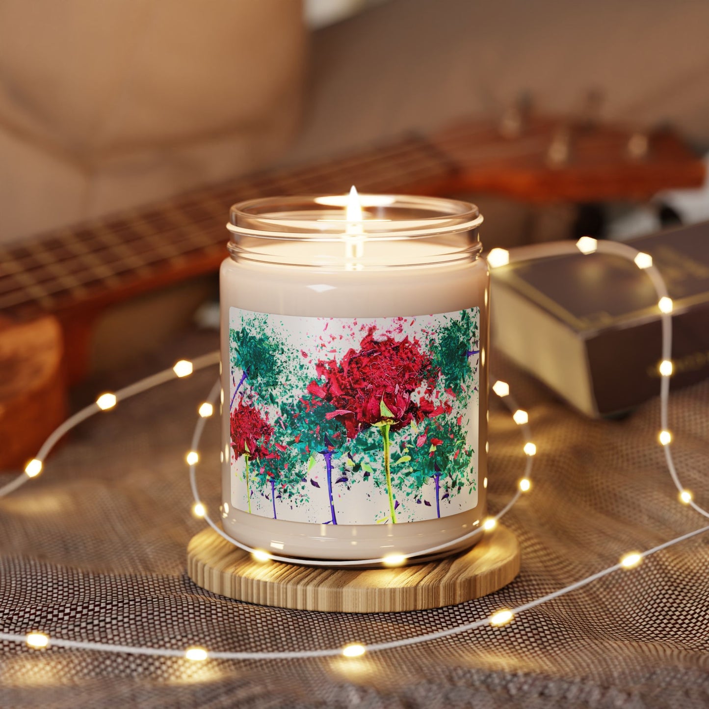 Floral Colorful Blossom Design Soy Candle