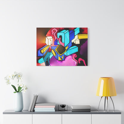 Abstract Neon Geometric Canvas Print