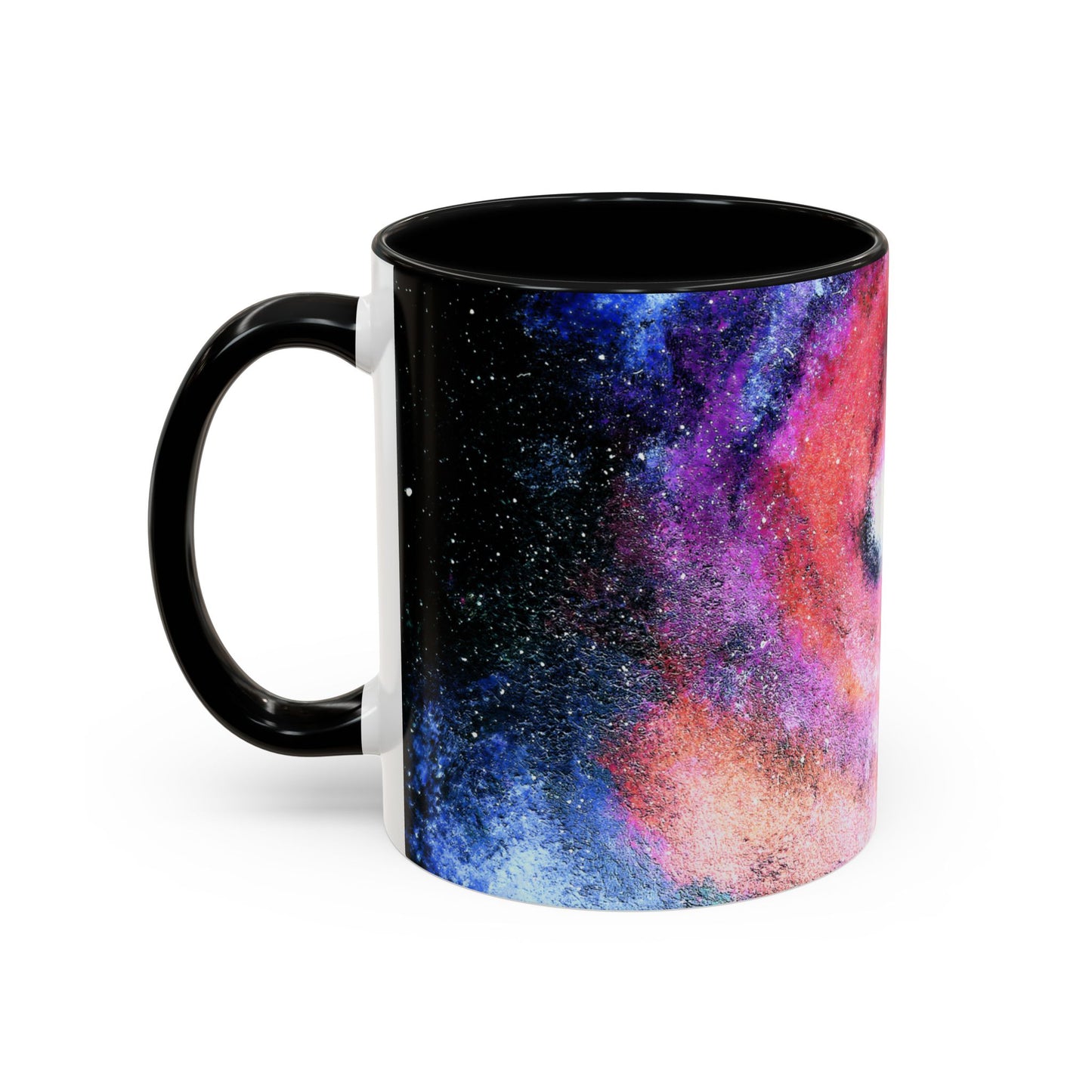 Galaxy Swirl Accent Coffee Mug — Pink Purple Nebula Art (11/15 oz)