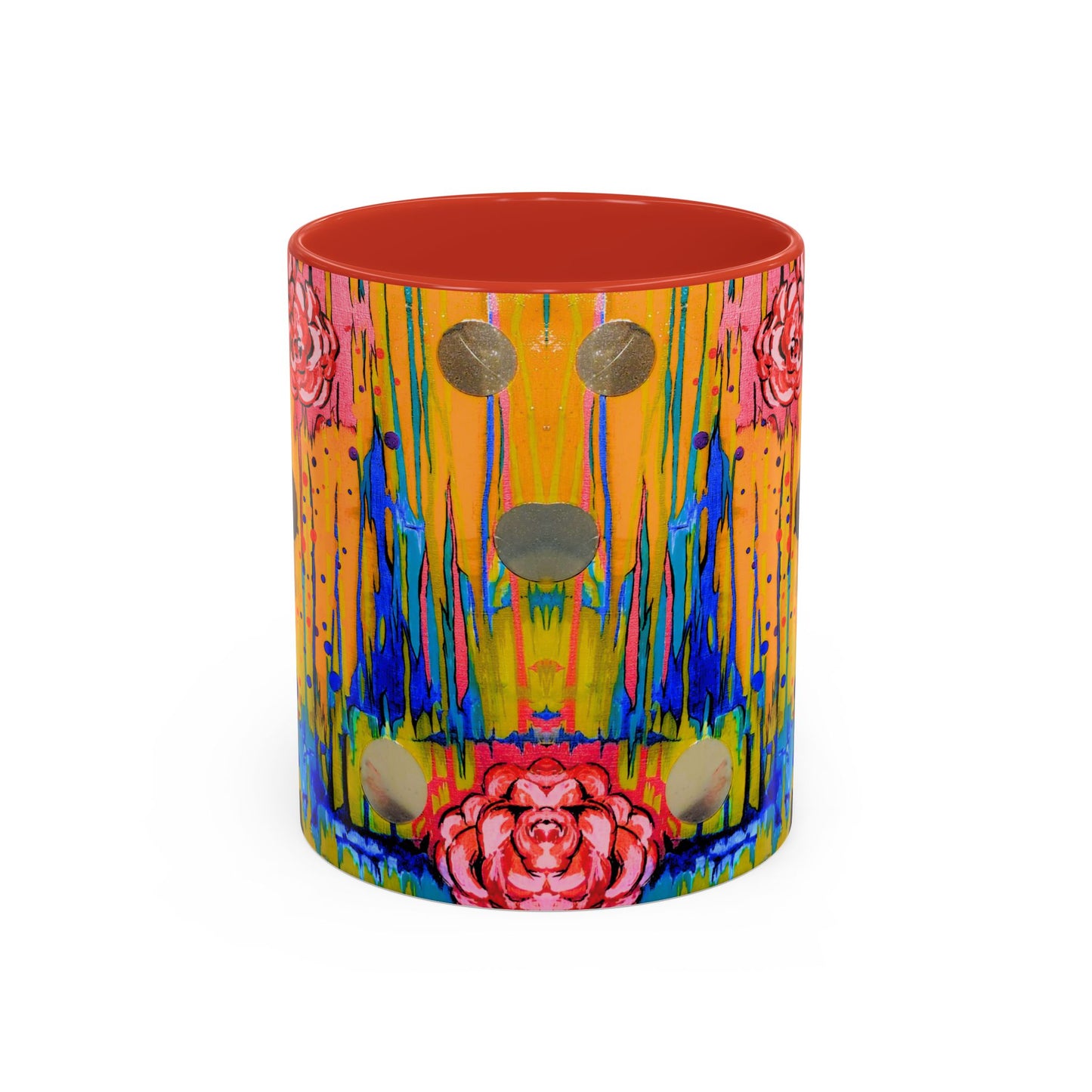Vibrant Drip Floral Accent Coffee Mug — Colorful Abstract Roses (11/15 oz)