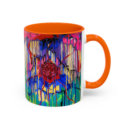 Colorful Drip Art Coffee Mug – Vibrant Abstract Floral Accent (11/15oz)
