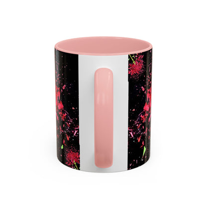 Black Floral Splash Coffee Mug — Red Rose Explosion Accent Mug (11/15oz)