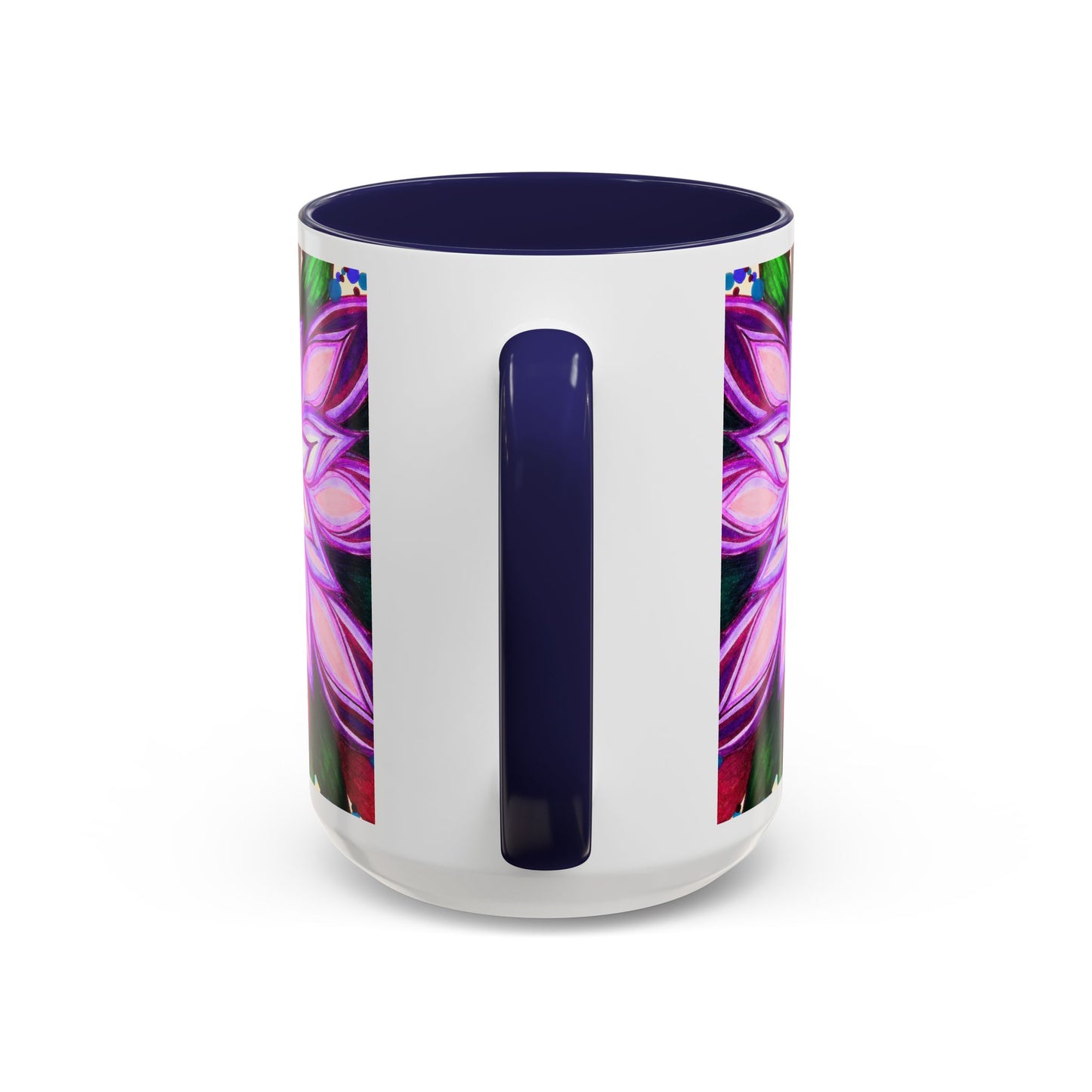 Floral Lotus Accent Coffee Mug — Purple Mandala 11/15oz