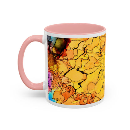 Yellow Floral Accent Coffee Mug – Bright Watercolor Peony Design (11/15oz)
