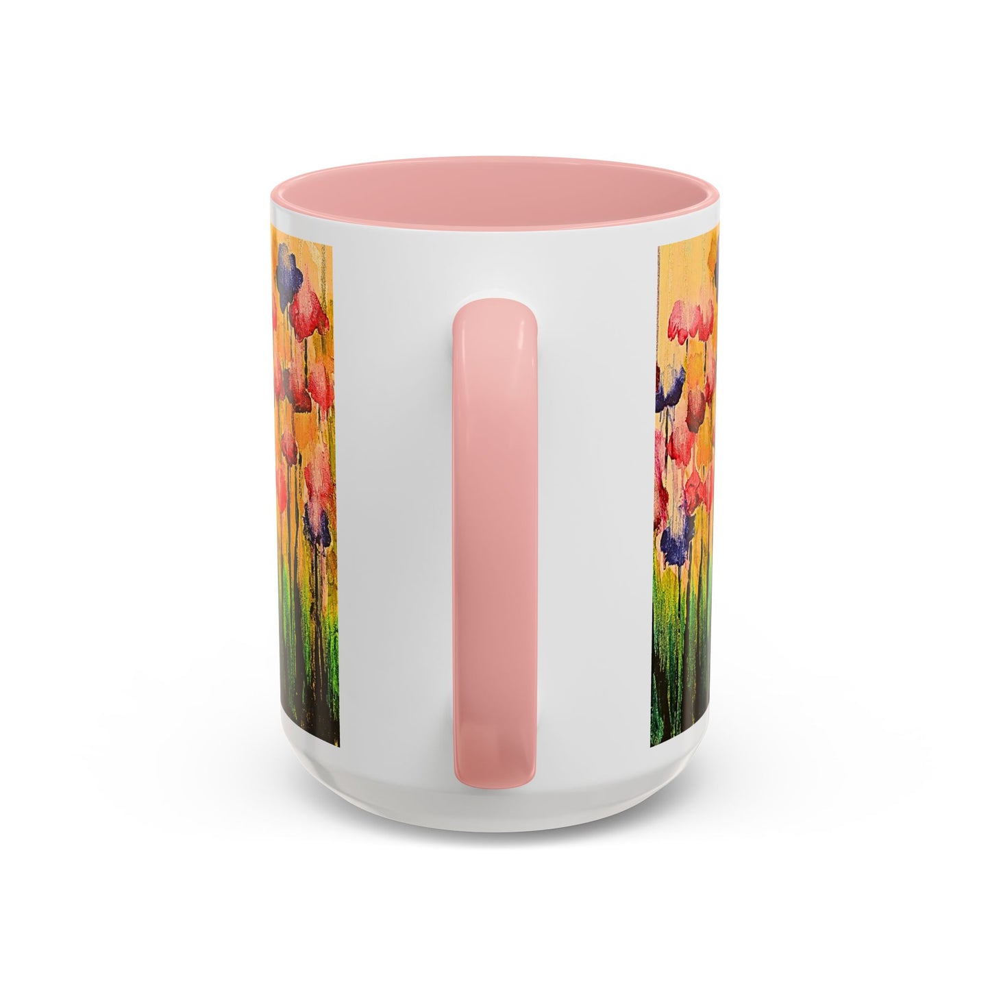 Floral Watercolor Accent Coffee Mug — Colorful Spring Poppy Art (11/15 oz)
