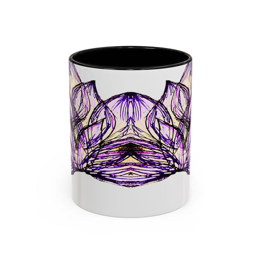Floral Lotus Accent Coffee Mug — Purple Hand-Drawn Blossom (11/15oz)