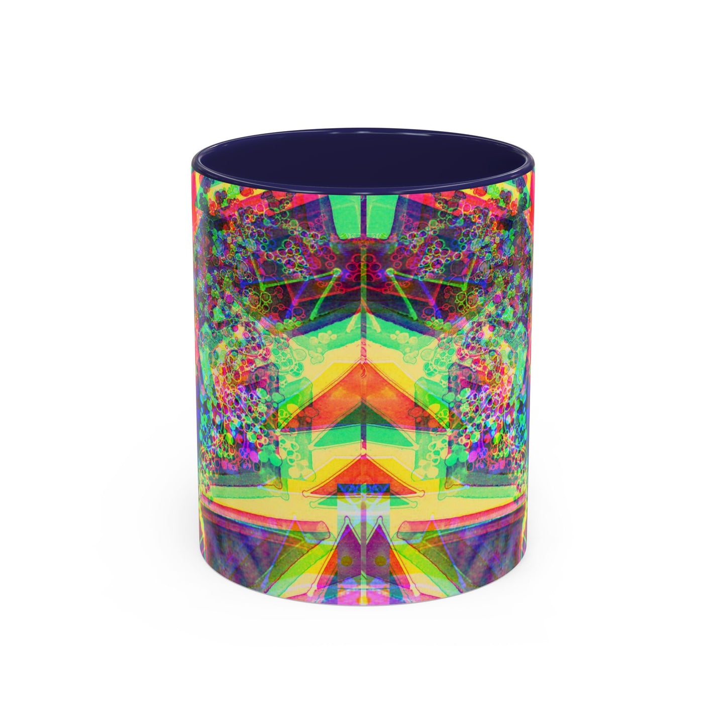 Psychedelic Geometric Accent Coffee Mug — Vibrant Neon Art Design (11/15oz)