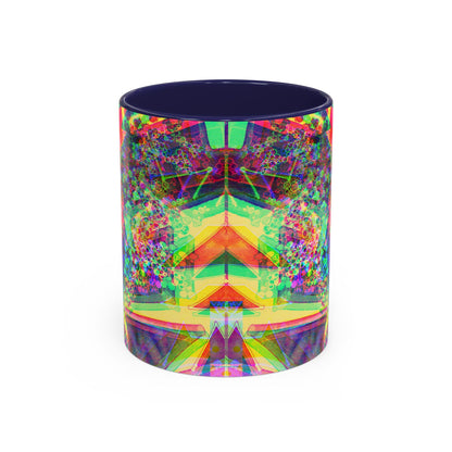 Psychedelic Geometric Accent Coffee Mug — Vibrant Neon Art Design (11/15oz)