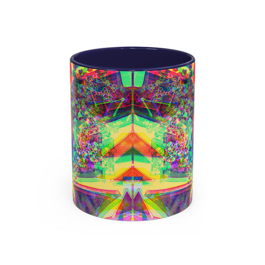 Psychedelic Geometric Accent Coffee Mug — Vibrant Neon Art Design (11/15oz)