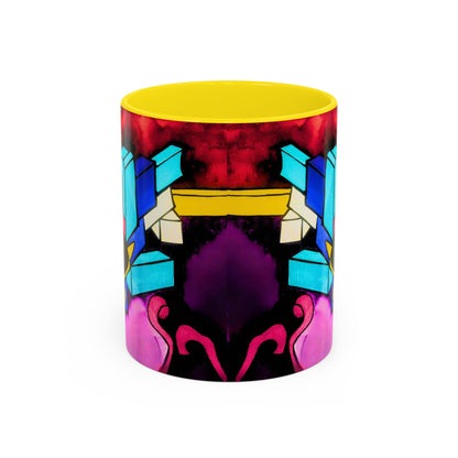 Abstract Neon Art Coffee Mug — Colorful Geometric Accent Mug