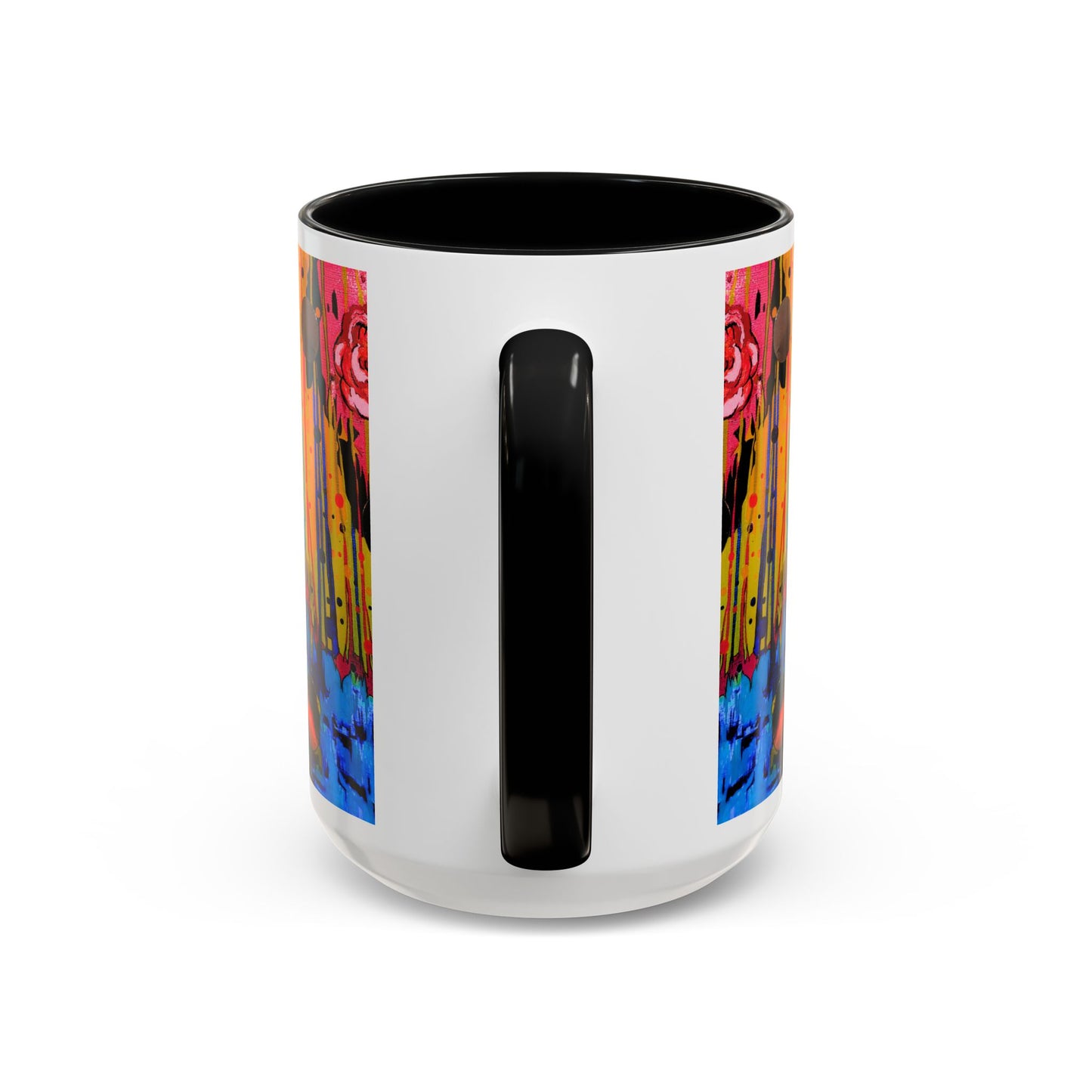 Vibrant Drip Floral Accent Coffee Mug — Colorful Abstract Roses (11/15 oz)