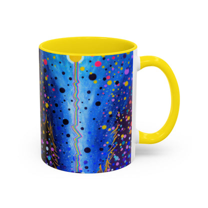Abstract Galaxy Accent Coffee Mug — Blue Dot Constellation Design (11/15oz)
