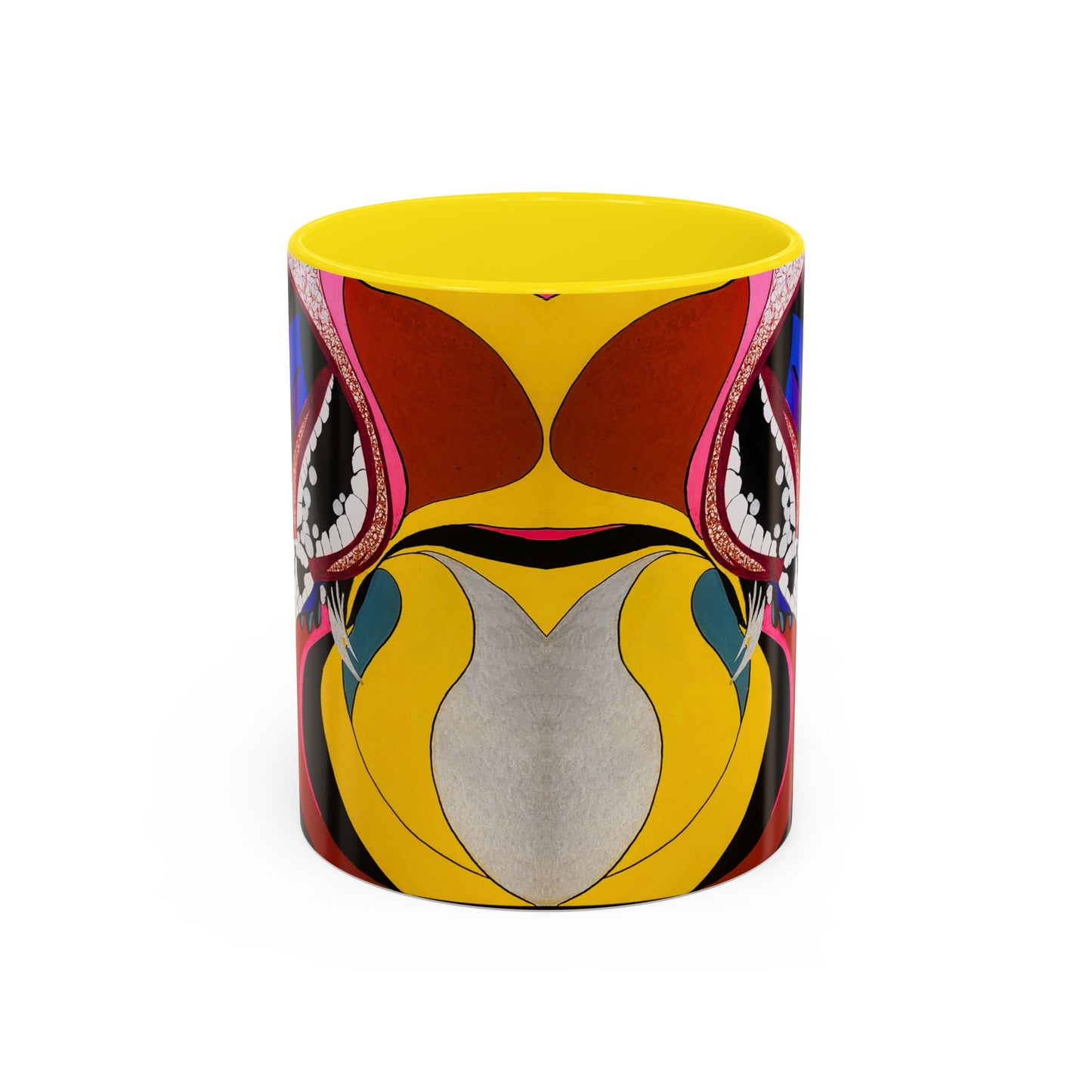 Abstract Colorful Face Accent Coffee Mug — Bold Pop Art Ceramic Gift