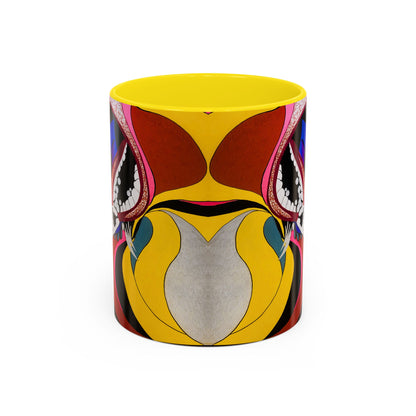 Abstract Colorful Face Accent Coffee Mug — Bold Pop Art Ceramic Gift