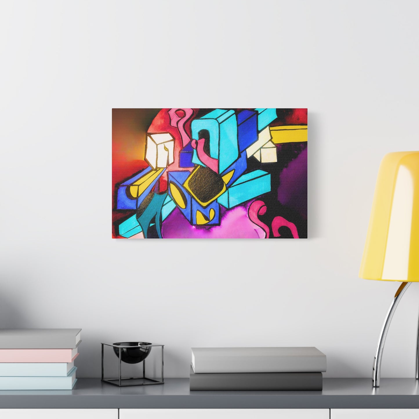 Abstract Neon Geometric Canvas Print