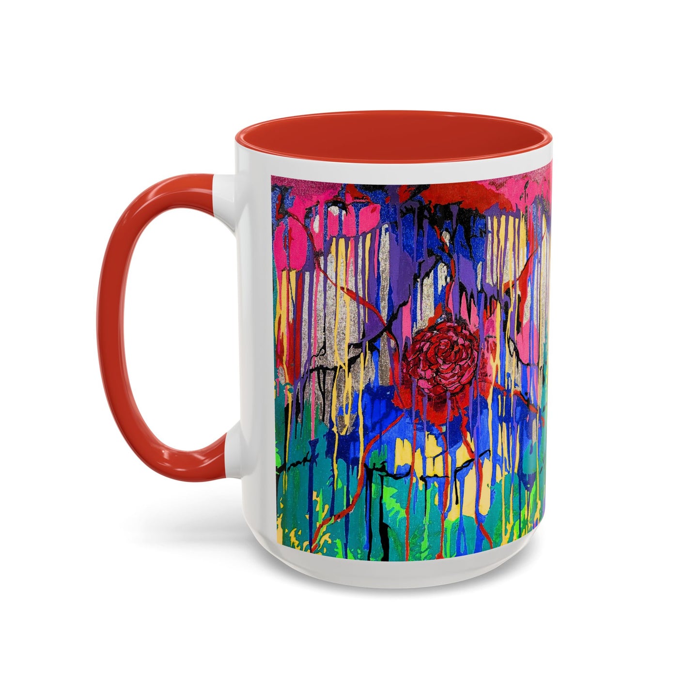 Colorful Drip Art Coffee Mug – Vibrant Abstract Floral Accent (11/15oz)