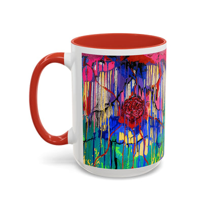Colorful Drip Art Coffee Mug – Vibrant Abstract Floral Accent (11/15oz)