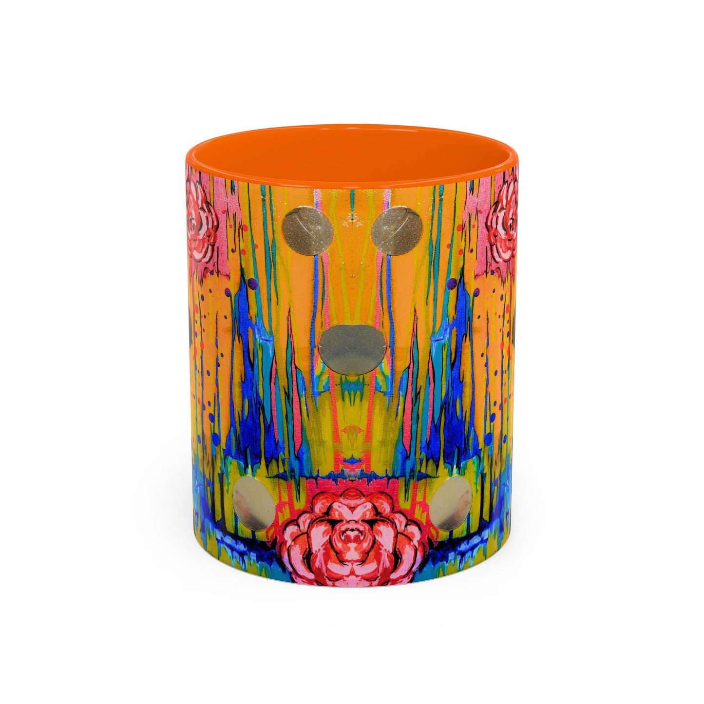 Vibrant Drip Floral Accent Coffee Mug — Colorful Abstract Roses (11/15 oz)