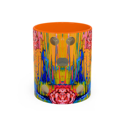 Vibrant Drip Floral Accent Coffee Mug — Colorful Abstract Roses (11/15 oz)