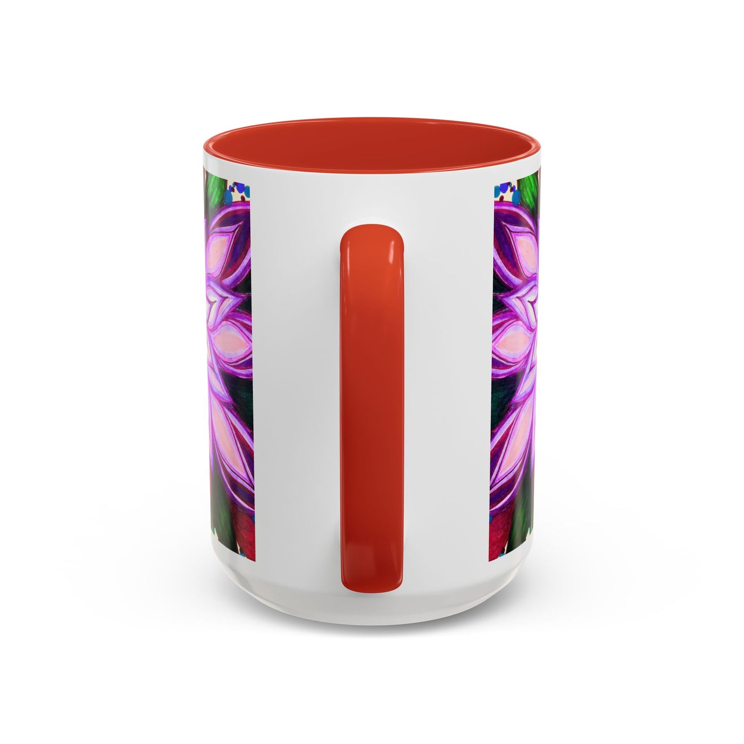 Floral Lotus Accent Coffee Mug — Purple Mandala 11/15oz