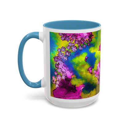 Vibrant Abstract Inkblot Accent Coffee Mug – Psychedelic Floral Color Splash (11/15oz)