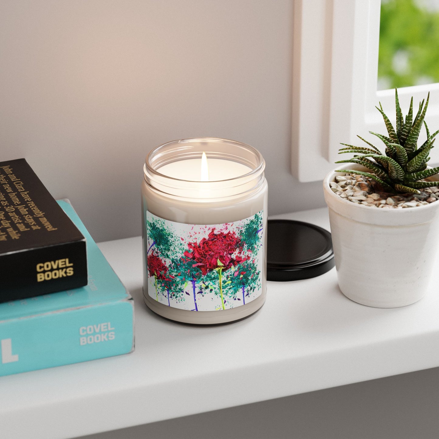 Floral Colorful Blossom Design Soy Candle